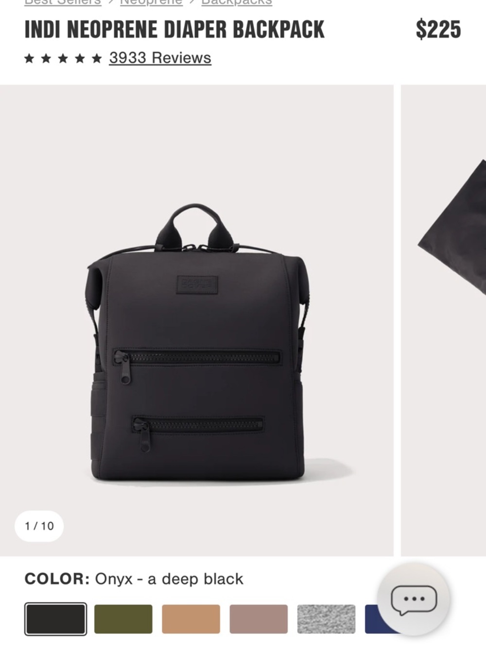 Medium Dagne Dover Indi Diaper Backpack - Onyx Black